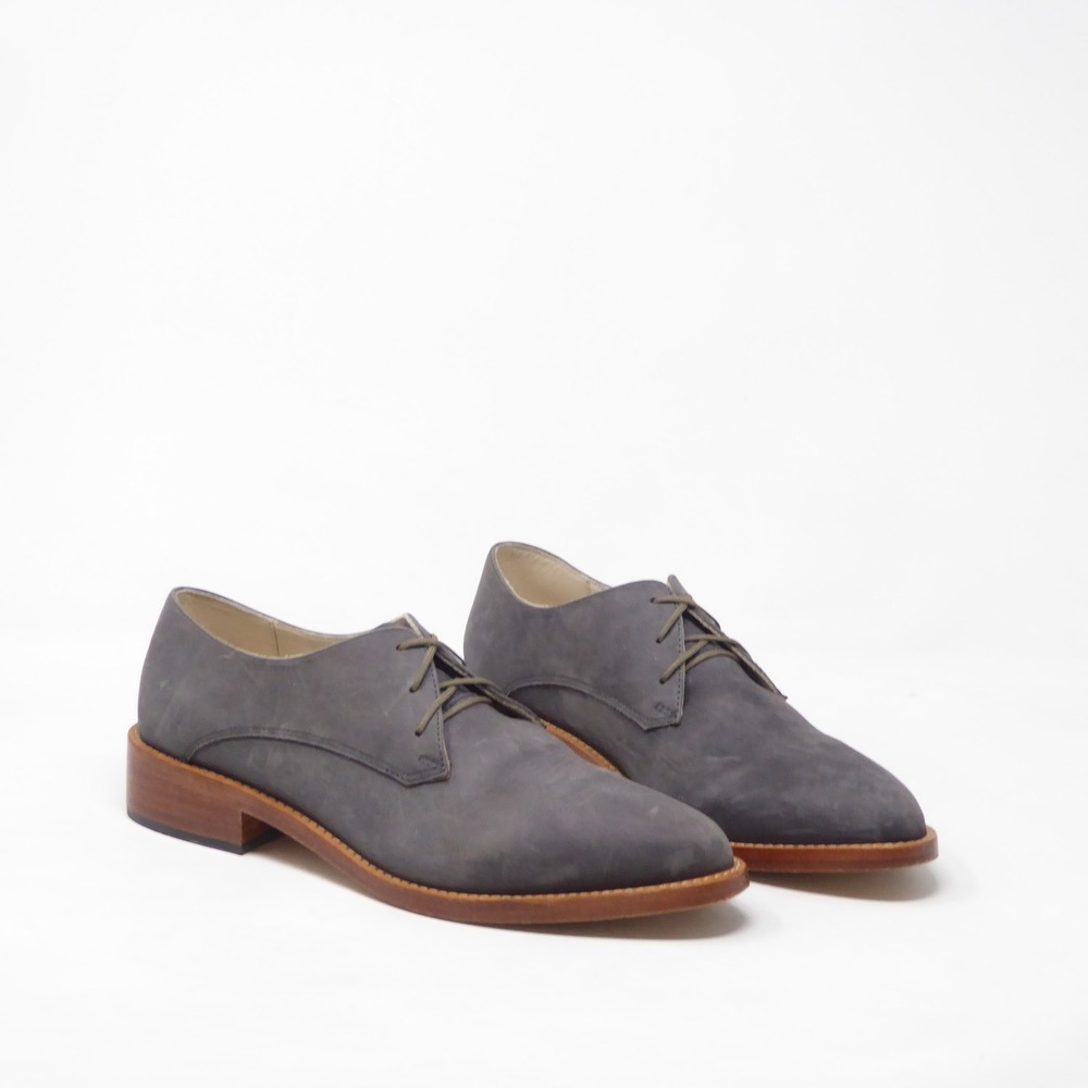 Nisolo Womens James Oxfords Shoes Gray Leather Lace Up Size 8